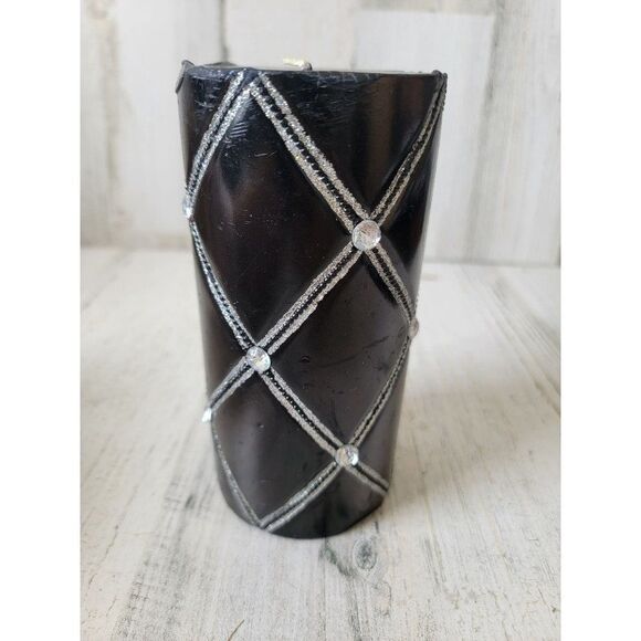 Black Halloween gem silver candle patterned home decor - Picture 4 of 8
